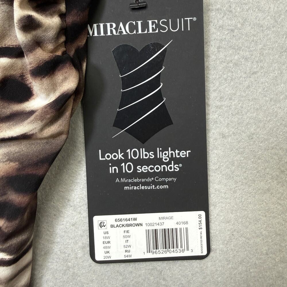 Miraclesuit Tempest Mirage Underwire Tankini Top Black/brown/white 18W $154 - Picture 4 of 12